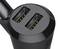 Adaptateur USB noir avec deux ports, adapté pour station de chargement de voiture, montrant les emplacements et une partie du boîtier.