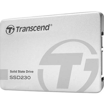 Disque SSD de la marque Transcend, modèle SSD230, avec boîtier argenté et logo distinctif du fabricant.