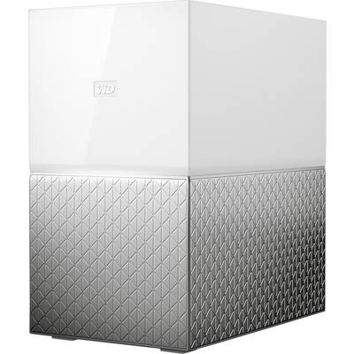 Disque dur externe en forme de tour rectangulaire, moitié supérieure blanche, moitié inférieure avec un motif géométrique argenté.