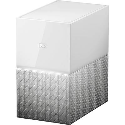 Un stockage externe blanc, rectangulaire, avec un motif métallique en forme de diamant sur sa moitié inférieure.