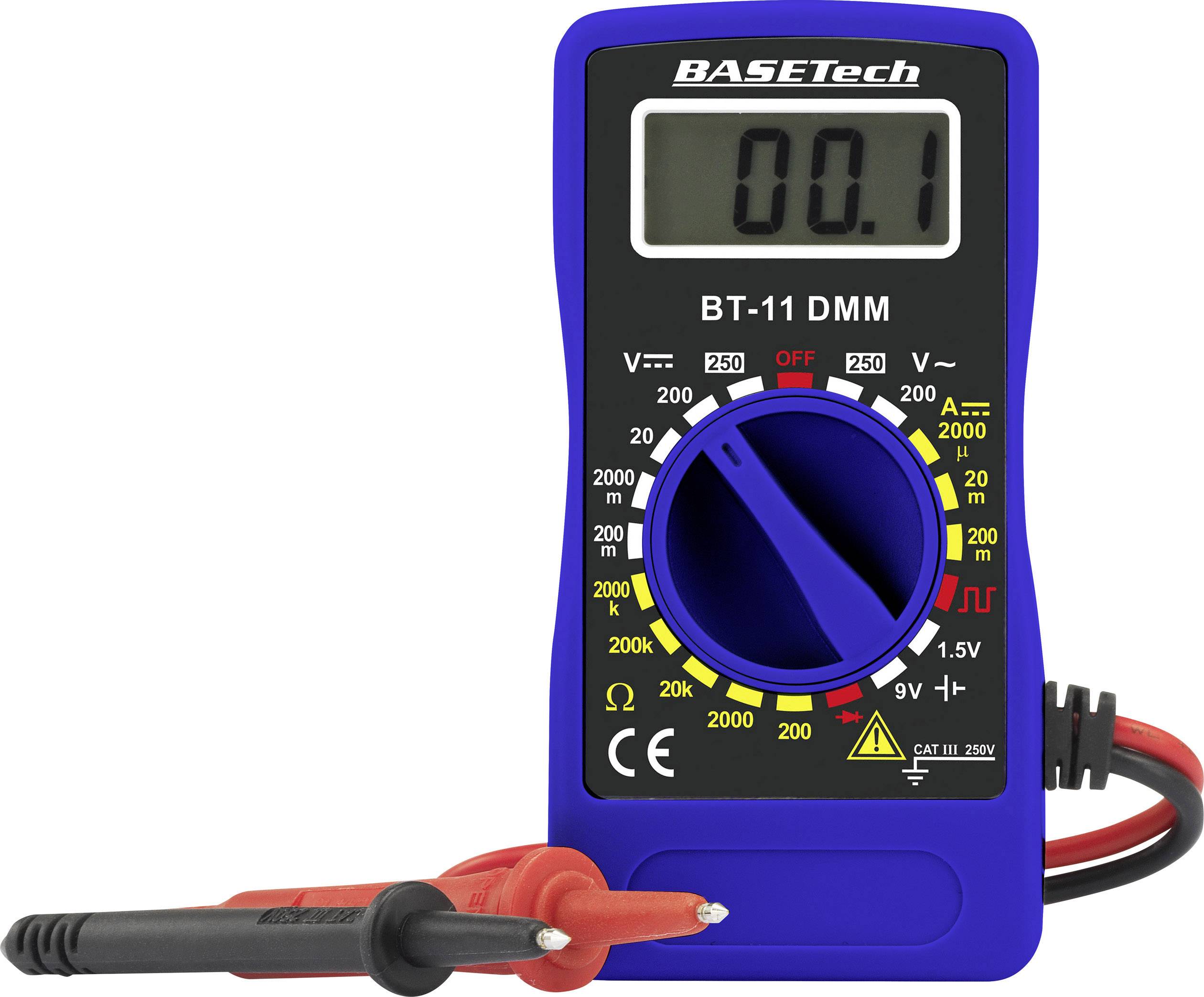 Multimètre Basetech BT-11 numérique CAT III 250 V Affichage (nombre de points): 2000