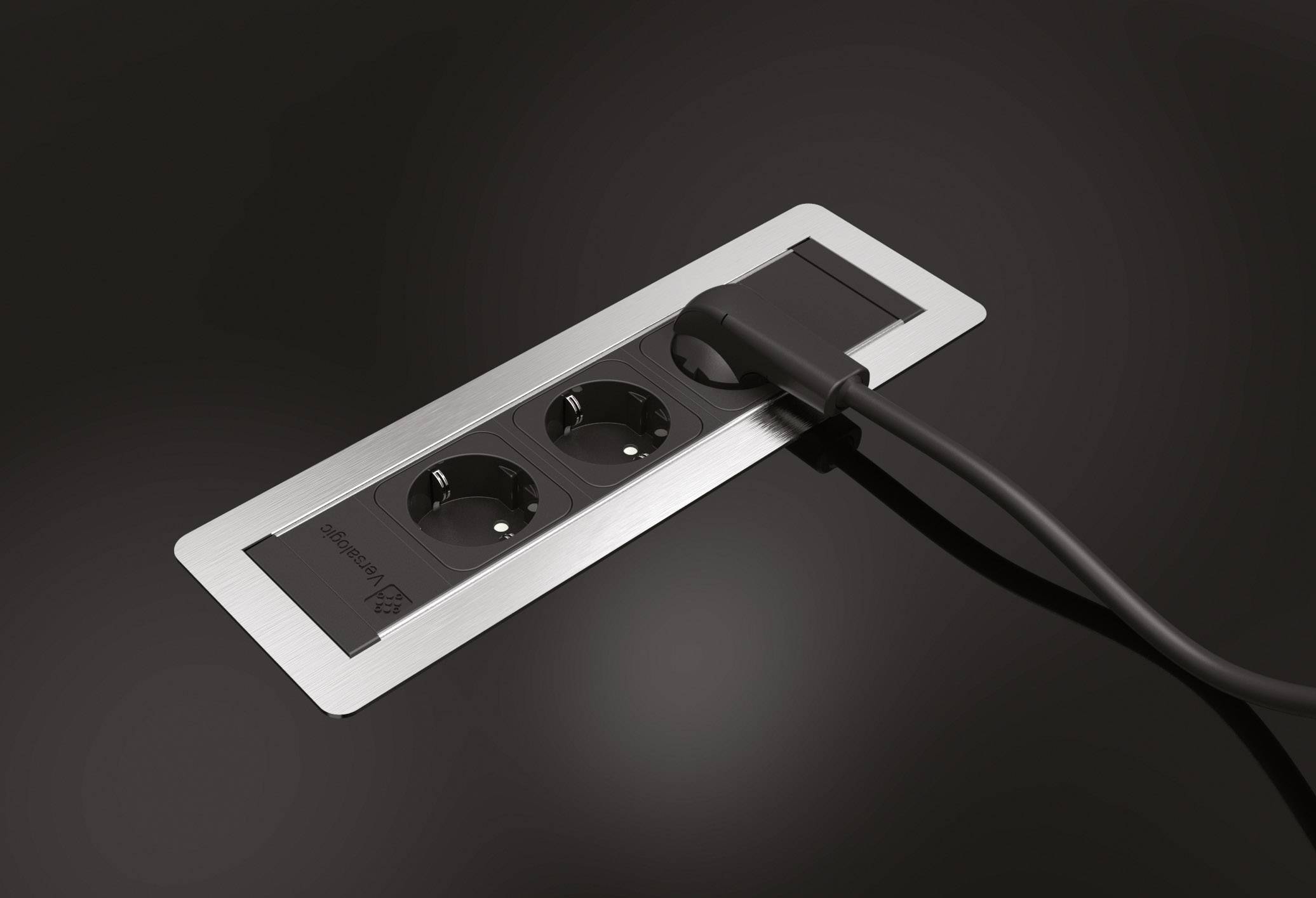 Multiprise encastrable Kopp 939624010 x3 aluminium (brossé) 1 pc(s)