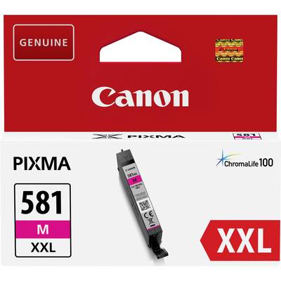 Emballage de 'Cartouche d'encre Canon Pixma 581 M XXL', présentant une cartouche d'encre magenta à grande capacité pour imprimantes Canon.