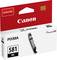 Une cartouche d'encre noire Canon PIXMA 581 BK dans son emballage d'origine. L'emballage affiche le logo 'ChromaLife100'.