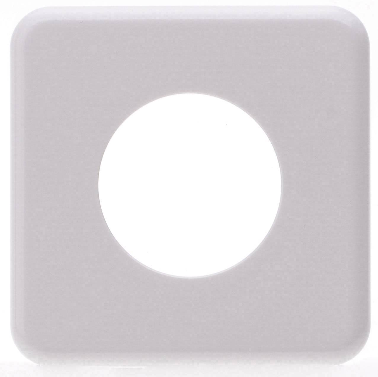 Couverture carrée grise avec un trou central rond, probablement un élément d'un boîtier ou d'un support.