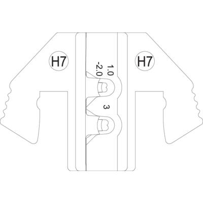 Dessin technique d'un composant mécanique avec des marquages H7, deux ouvertures circulaires au centre et des prolongements latéraux symétriques.