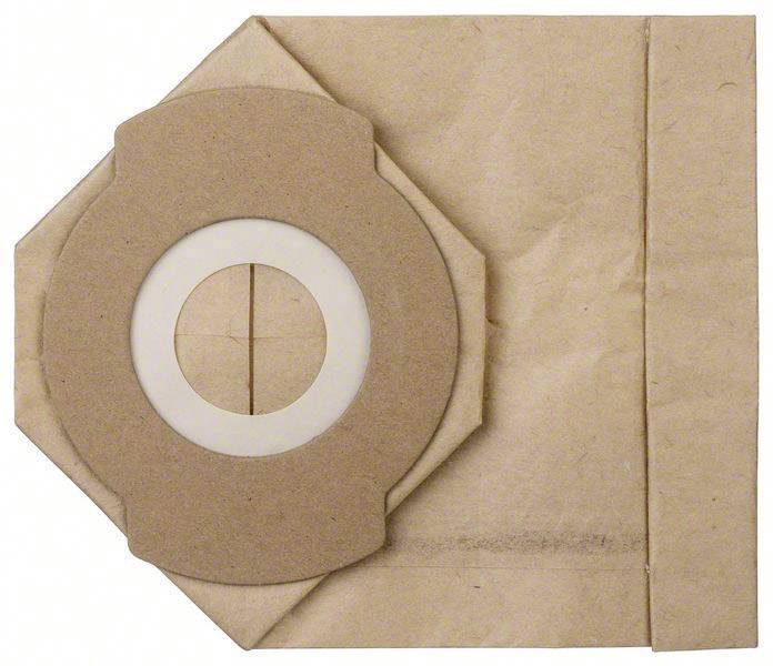 Sac d'aspirateur en papier brun avec fermeture centrale en carton rond.
