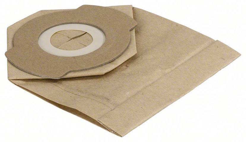 Un sac d'aspirateur brun en papier, posé à plat.