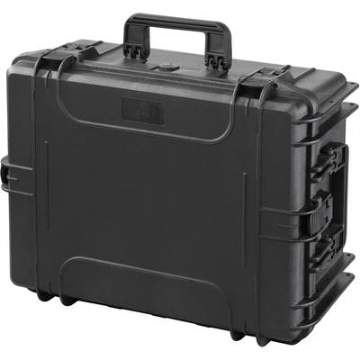 Valise rigide noire avec poignée robuste et fermetures sécurisées, adaptée au transport en toute sécurité d'équipements fragiles.