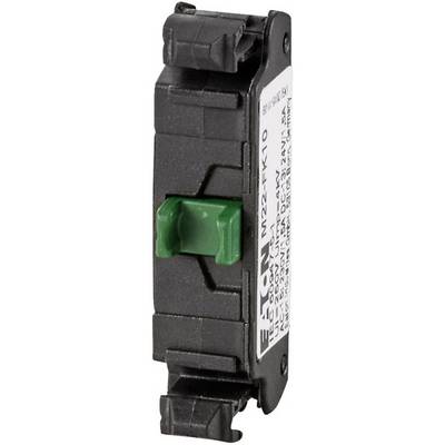 Un interrupteur électrique noir et vert de marque ETON, modèle M22-K10, destiné aux applications industrielles.