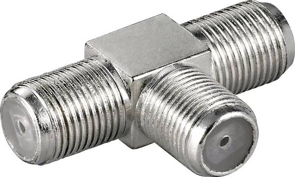 Adaptateur Goobay F, pièce en T : douille F > douille double F - douille d'adaptation en zinc