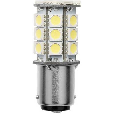 Une ampoule LED de forme cylindrique avec plusieurs points lumineux jaunes sur un circuit imprimé blanc. Adaptée pour les économies d'énergie et la longévité.