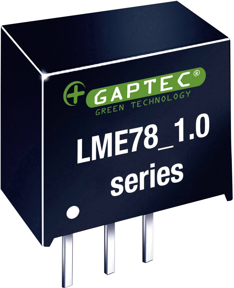 Composant électronique noir portant l'inscription « GAPTEC Green Technology LME78_1.0 series » et doté de trois bornes métalliques.