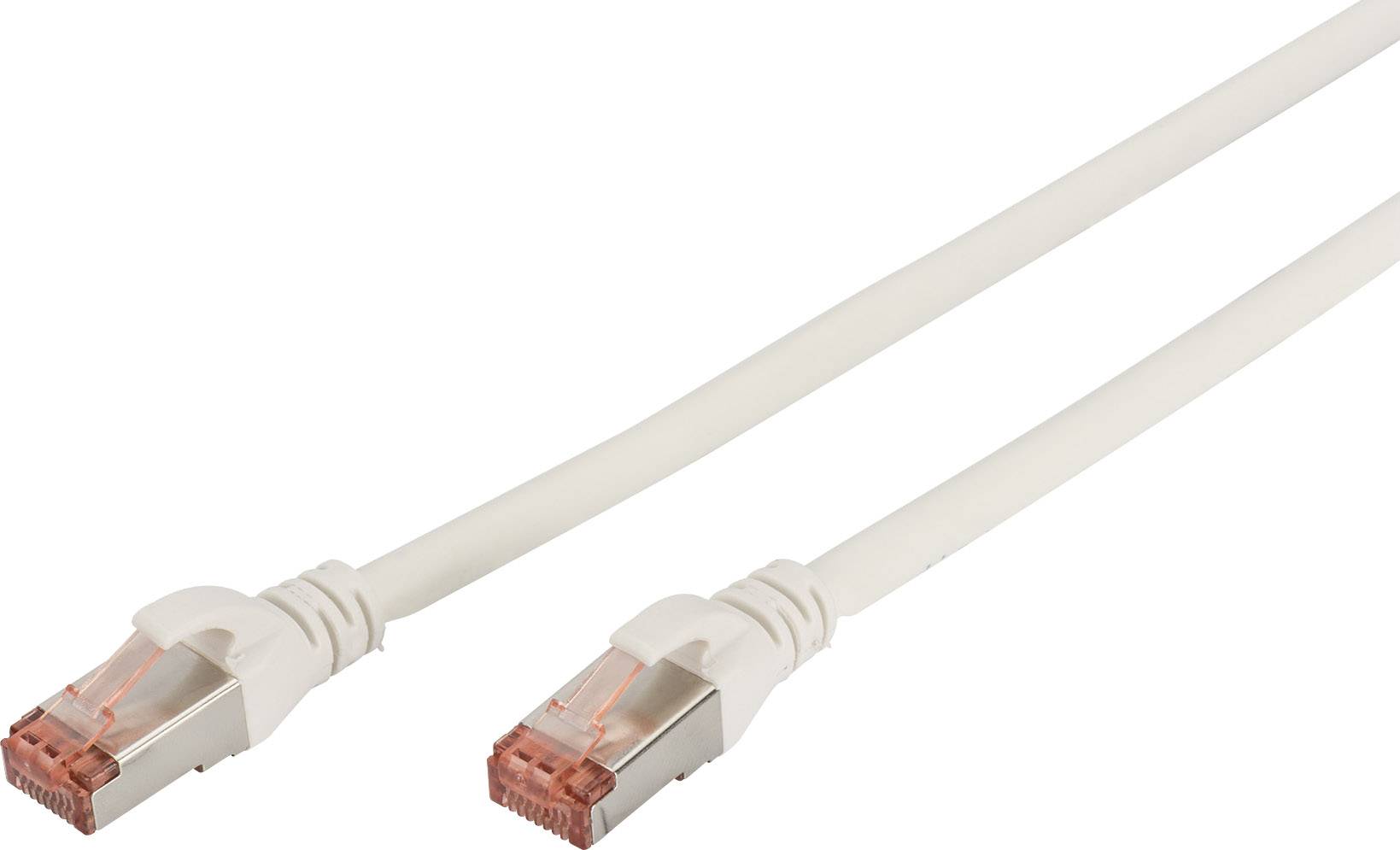 Câble réseau avec connecteurs RJ45 aux deux extrémités, adapté pour les connexions Ethernet. Blanc, blindé, pour une connexion internet stable.