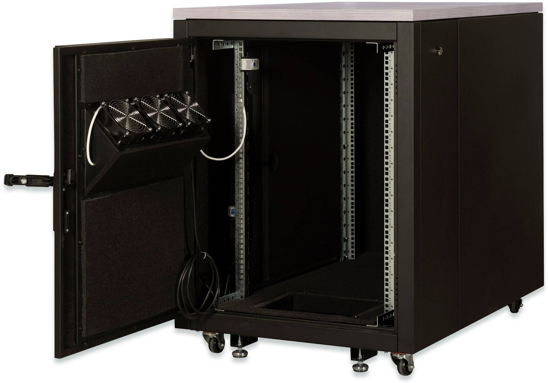 Digitus Armoire de serveur 19" (l x H x P) 750 x 1000 x 1130 mm 17 UH noir (RAL 9005), chêne-3