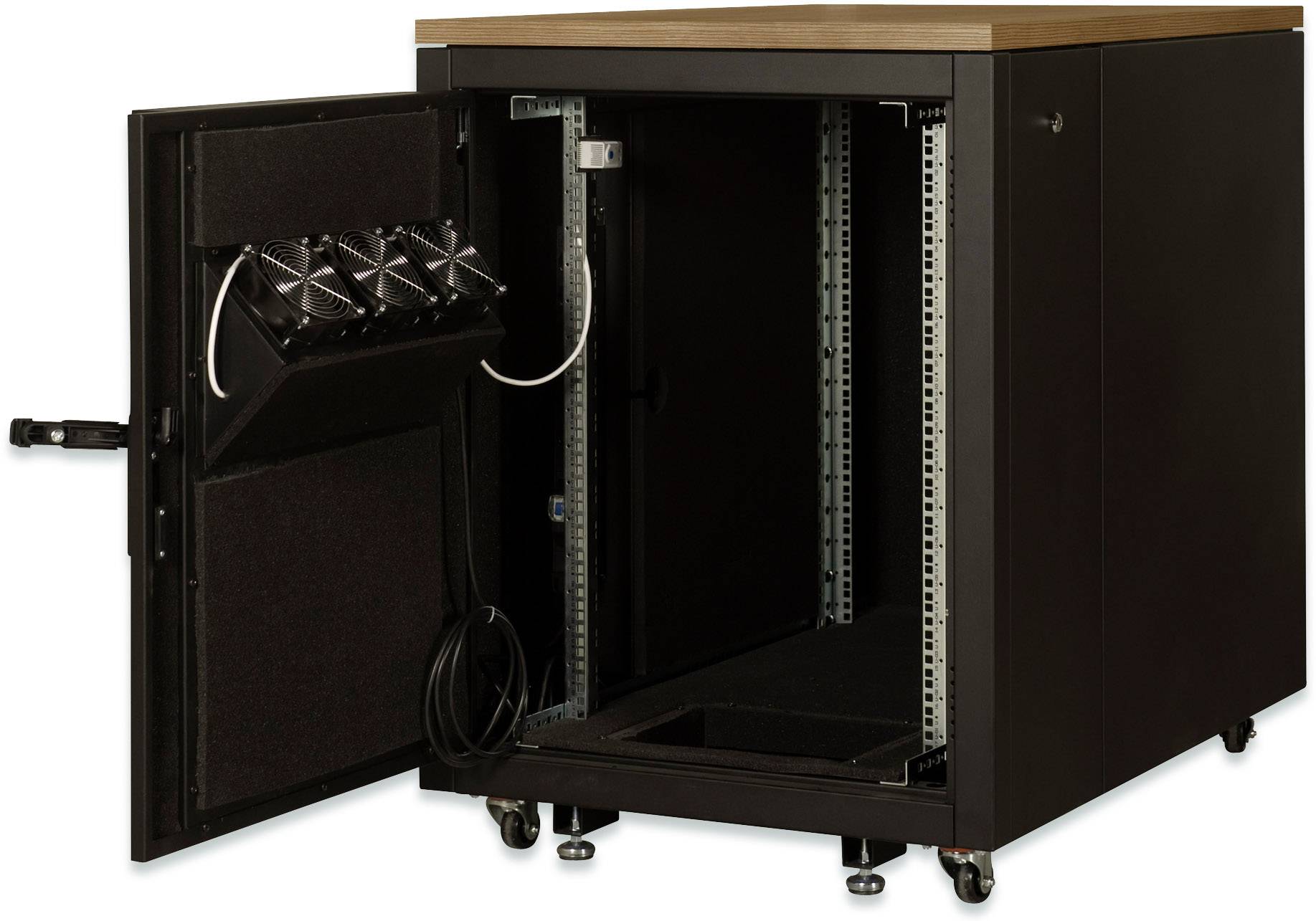 Digitus Armoire de serveur 19" (l x H x P) 750 x 1000 x 1130 mm 17 UH noir (RAL 9005), bois de teck-3