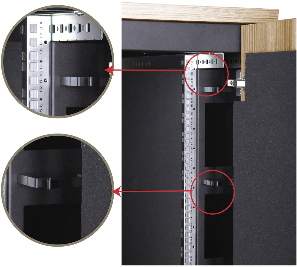Digitus Armoire de serveur 19" (l x H x P) 750 x 1000 x 1130 mm 17 UH noir (RAL 9005), bois de teck-5