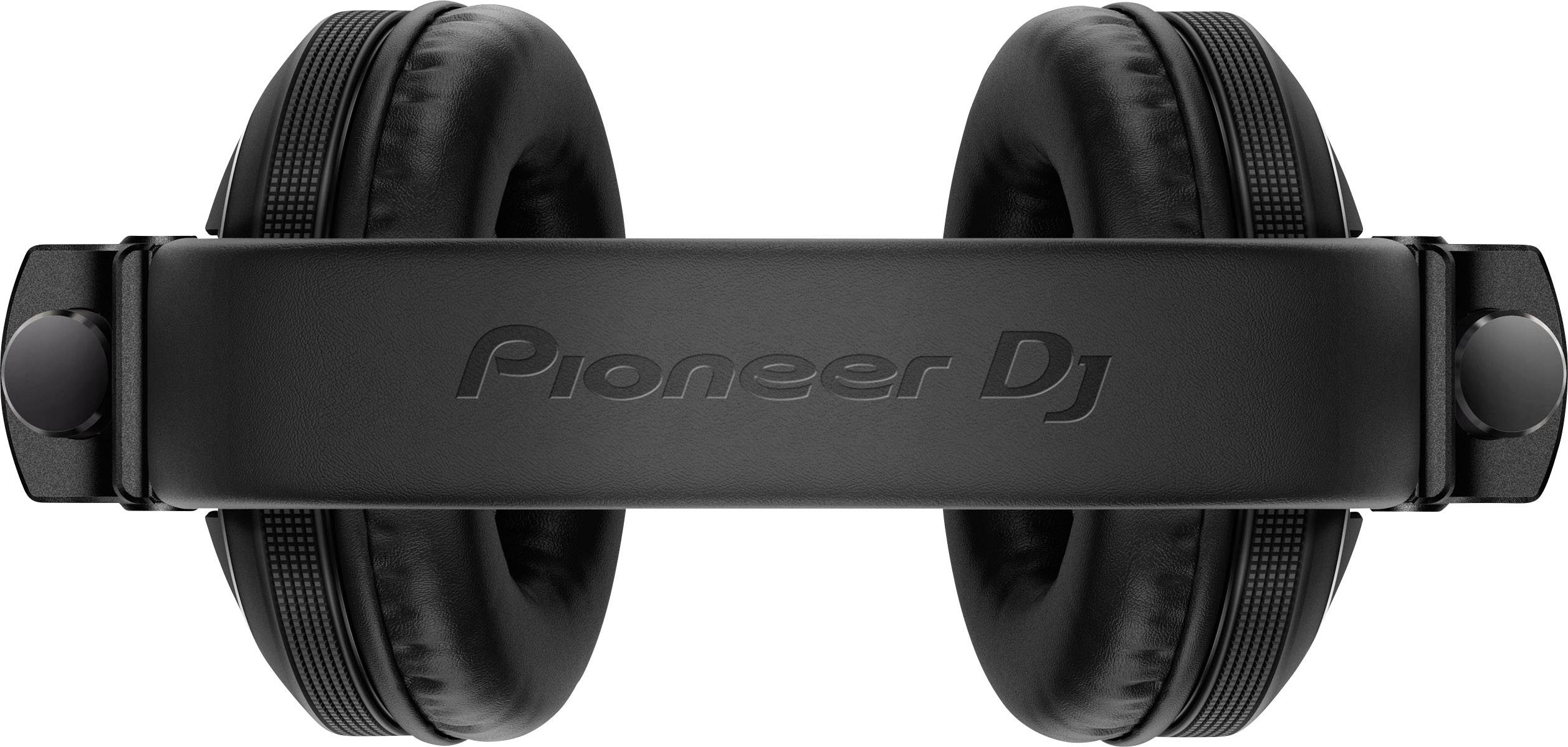Casque audio Pioneer DJ, noir, vu de dessus.
