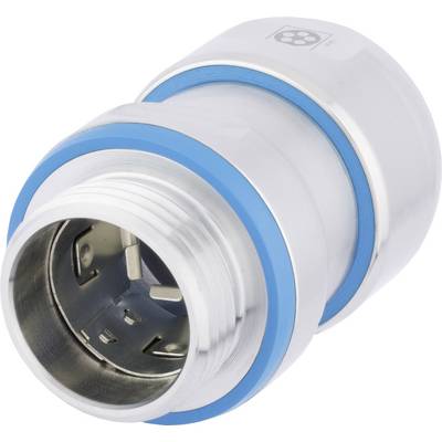 Un connecteur tubulaire métallique avec un joint d'étanchéité bleu, adapté aux conduites industrielles et aux raccordements robustes.
