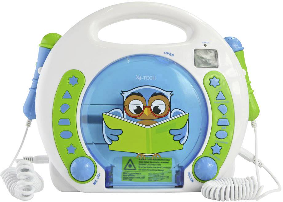 X4 Tech Bobby Joey Lese Eule Lecteur Cd Enfants Usb Sd Avec Microphone Avec Fonction Karaoke Bleu Blanc Conrad Fr