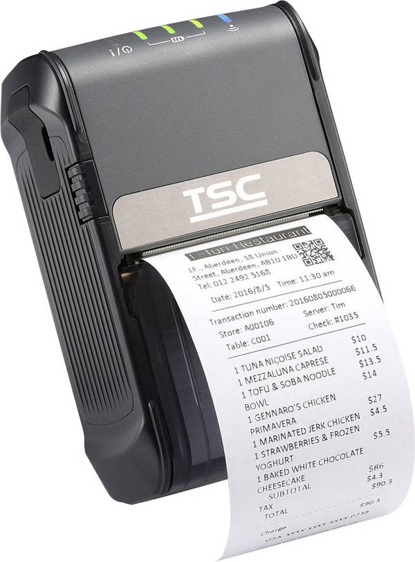 TSC ALPHA-2R Imprimante de bons thermique directe 203 x 203 dpi noir USB, Bluetooth®, Fonctionnement sur batterie
