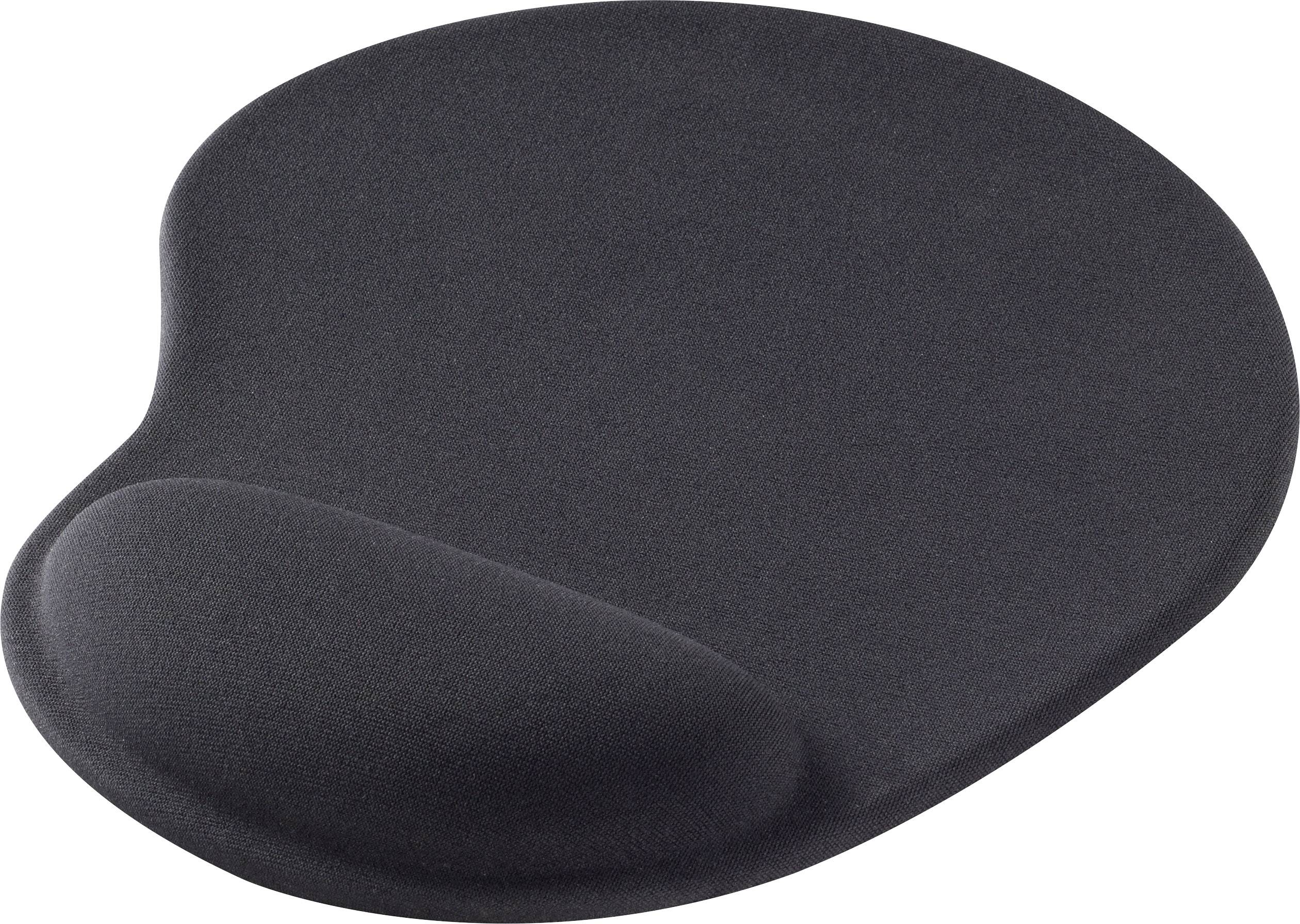 Tapis de souris ergonomique noir avec repose-poignet.