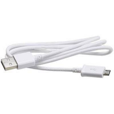 Un câble USB blanc avec un connecteur USB standard d'un côté et un connecteur micro-USB de l'autre.
