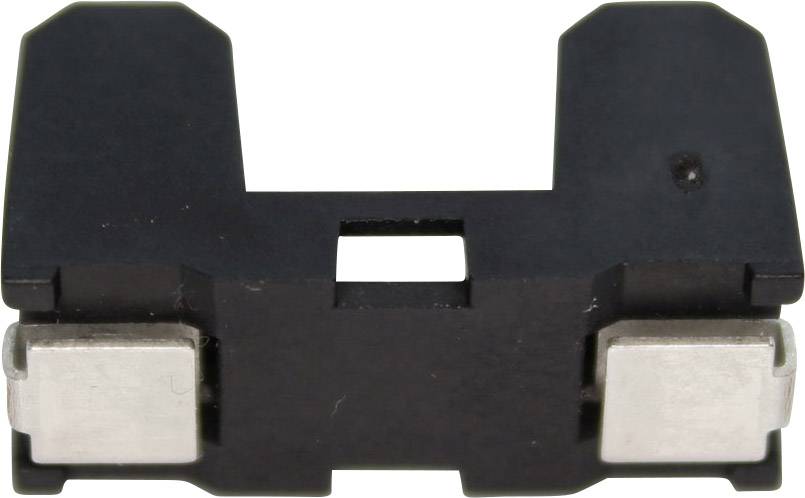 Un adaptateur en plastique noir avec deux contacts métalliques sur chaque côté. Principalement utilisé pour les composants électroniques.