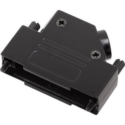 Un composant matériel noir et rectangulaire avec des vis aux angles, probablement un connecteur ou un adaptateur électrique.