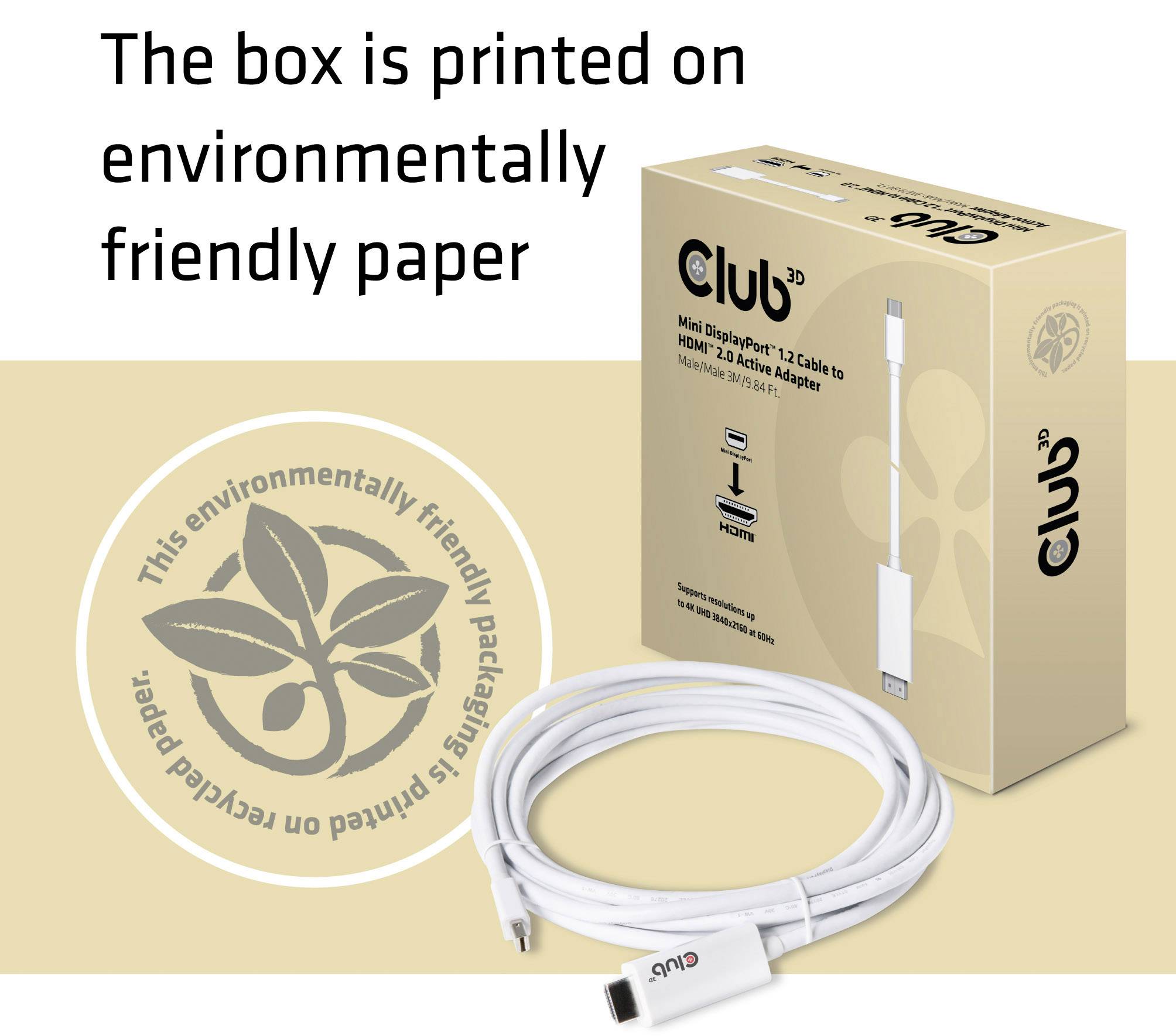 Câble adaptateur club3D Mini-Display / HDMI Fiche mâle Mini DisplayPort, Fiche mâle HDMI-A 3.00 m blanc CAC-1173 Câble D-1