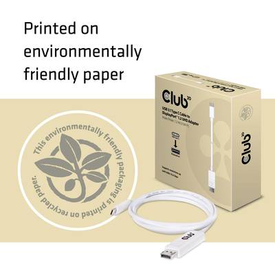 Emballage en carton pour un câble adaptateur USB-A vers USB-C. Texte sur l'emballage : 'Imprimé sur du papier écologique' avec un éco-label.