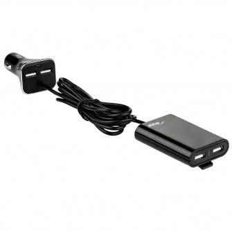 Akyga Chargeur USB 45 W 4x USB-A noir pour voiture