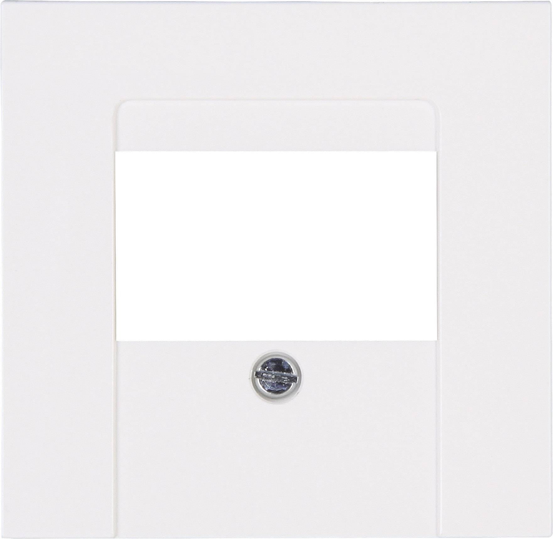 Un cadre simple, blanc, carré avec des coins arrondis. Un détail rond argenté se trouve au centre, en bas.