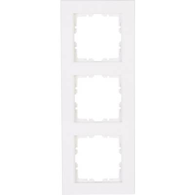 Cadre triple blanc en plastique pour interrupteurs ou prises de courant, adapté pour recevoir trois mécanismes.