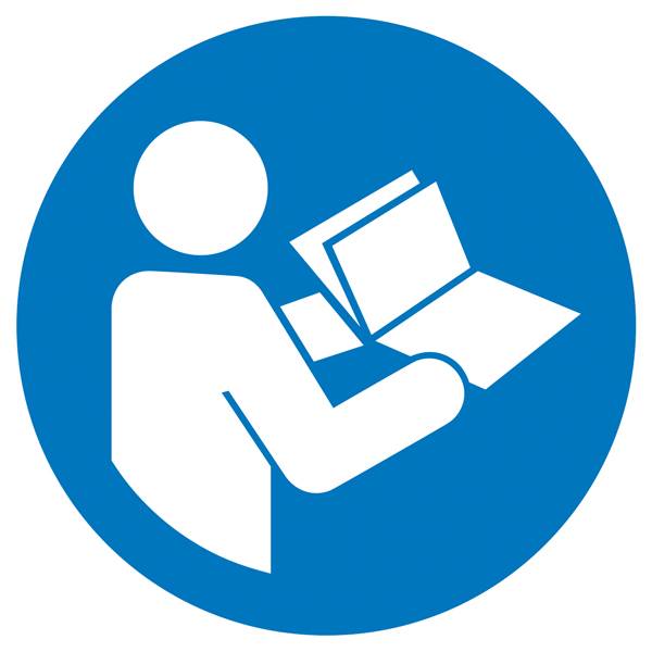 Icône d'une personne lisant un livre ou un document sur un fond bleu. Indicateur d'une zone de lecture ou d'information.