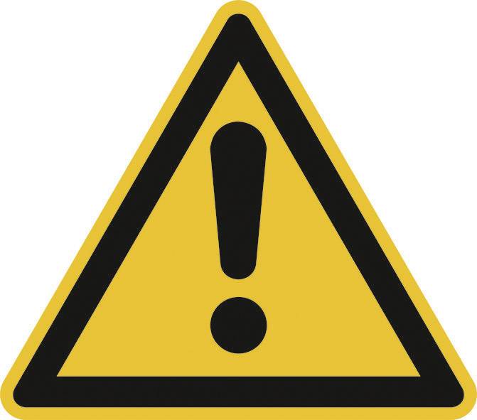 Panneau d'avertissement avec un point d'exclamation noir sur fond jaune. Avertit d'un danger potentiel.