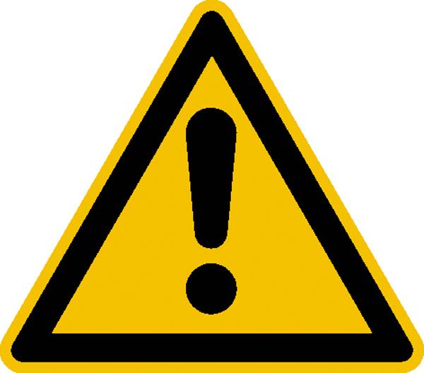 Panneau triangulaire de signalisation avec un point d'exclamation noir sur fond jaune.
