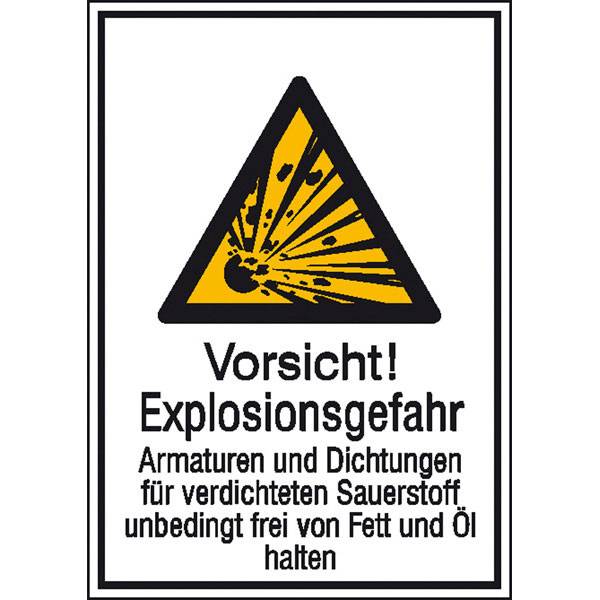 Panneau de danger combiné Attention ! Risque d'explosion Film autocollant (l x H) 131 mm x 185 mm   ISO 7010 1 pc(s)