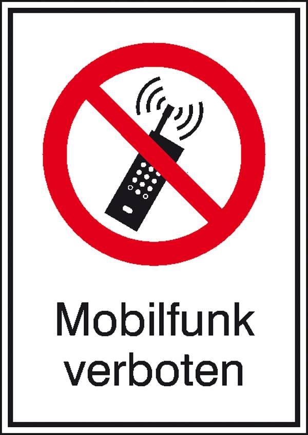 Un panneau d'interdiction montre un téléphone portable barré. En dessous, il est écrit 'Téléphonie mobile interdite', ce qui signale l'interdiction d'utiliser un téléphone portable.