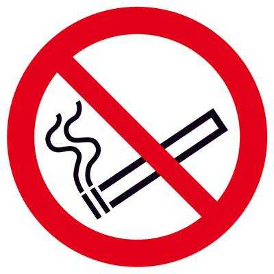 Un symbole de cigarette barrée dans un cercle rouge signale l'interdiction de fumer.