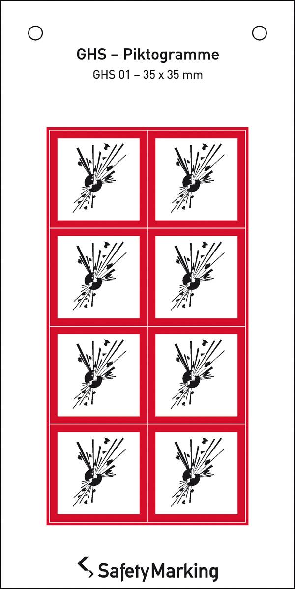 SafetyMarking 30.B1011 Pictogramme de danger SGH 01 Bombe qui explose Film autocollant (l x H) 35 mm x 35 mm    8 pc(s)