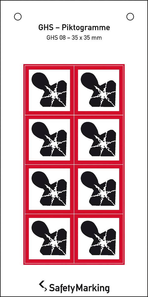 SafetyMarking 30.B1041 Pictogramme de danger SGH 08 Risque pour la santé Film autocollant (l x H) 35 mm x 35 mm    8 pc(s)