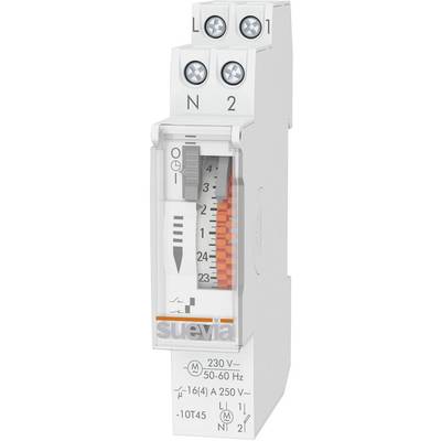 Un relais électronique monophasé avec affichage numérique, marqué 'suevia', pour 230V, 50-60Hz, max. 16A.
