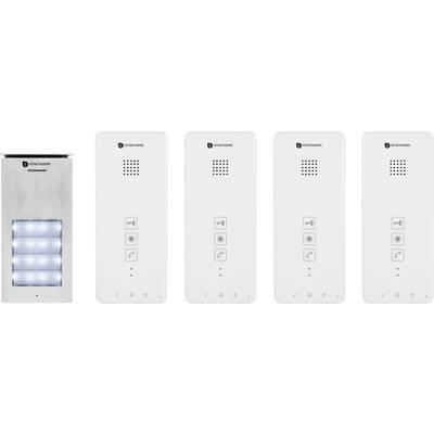   Smartwares  DIC-21142    Interphone    Set complet  4 foyers  argent, blanc