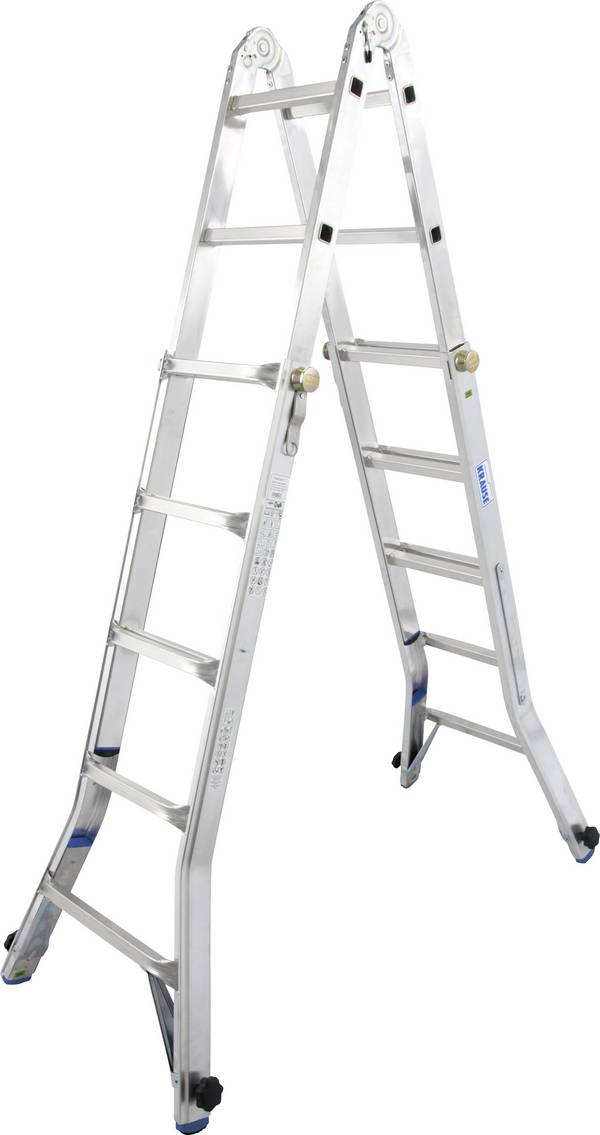 Krause    133984  aluminium  Echelle télescopique  4 longerons extensibles inclus  Hauteur de travail (max.): 6.05 m  argent  DIN EN 131  18 kg