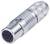 Connecteur cylindrique argenté avec plusieurs emplacements sur la face avant. Verrouillage mécanique assurant une connexion sécurisée.