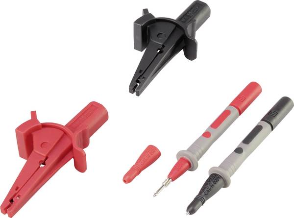 VOLTCRAFT MSS-103 Jeu de pinces crocodiles VC-8097030 femelle 4 mm CAT III 1000 V, CAT IV 600 V noir, rouge  1 set