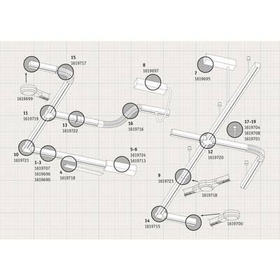 Dessin détaillé d'un diagramme de système de tuyauterie complexe avec des connexions et des numéros marqués. Montre le tracé des tuyaux.