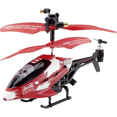 Modèle de mini-hélicoptère télécommandé rouge et noir portant l'inscription « Revell Control ».