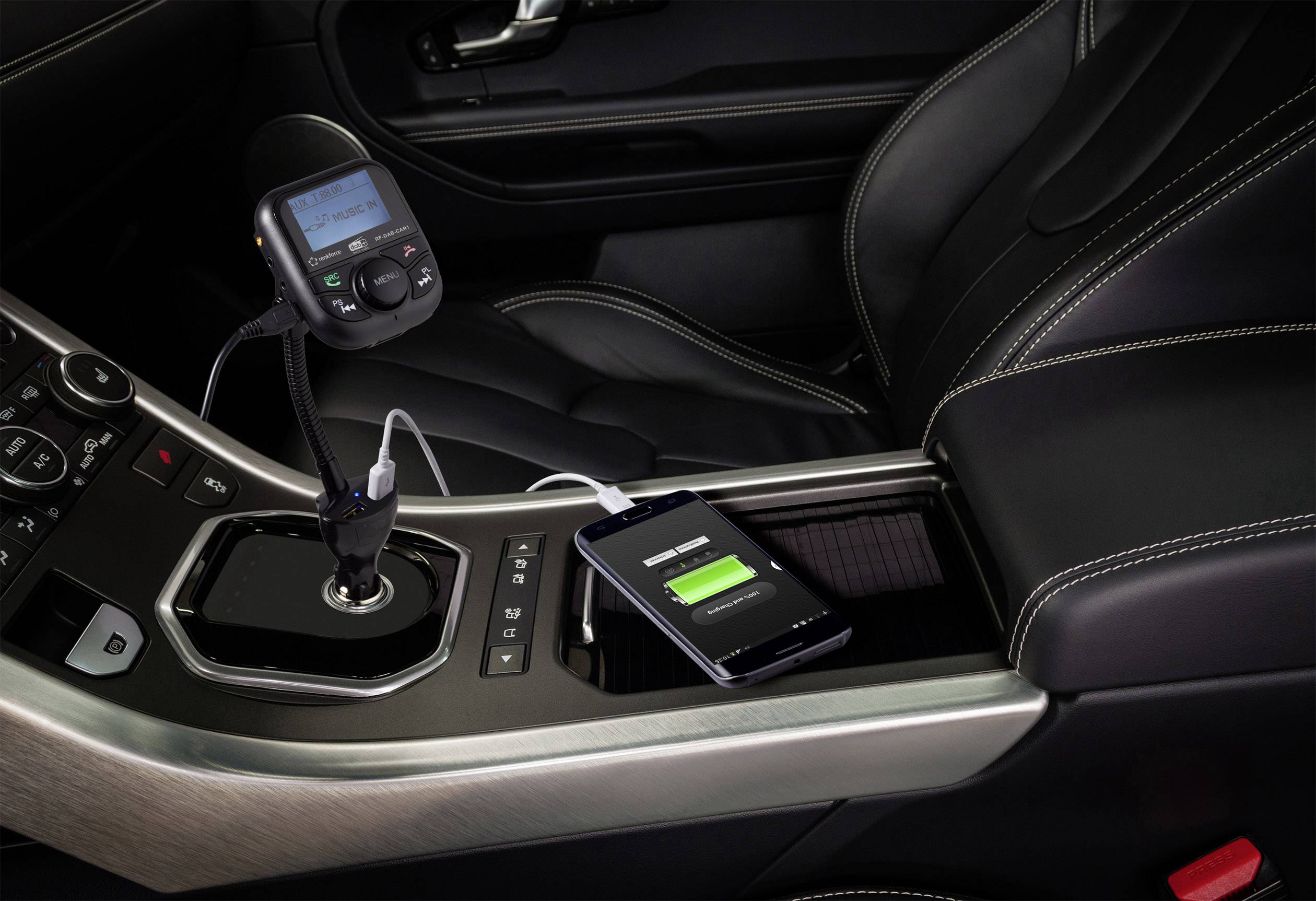 Renkforce RF-DAB-CAR1 Récepteur DAB+ Diffusion de musique Bluetooth, Fonction mains-libres, Fonction chargement-7